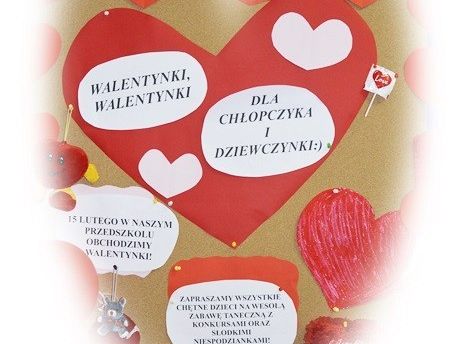 Pierwszy dzień ferii zimowych w przedszkolu- zabawa walentynkowa